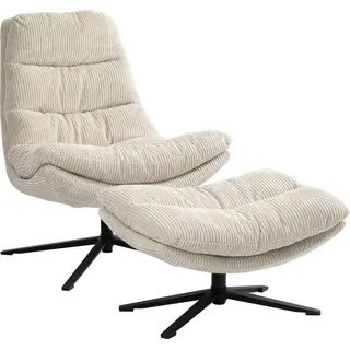 Duo Collection Relaxsessel »Porto« 360° drehbar, doppelte Polsterung, mit Hocker, bis 115 kg belastbar, beige