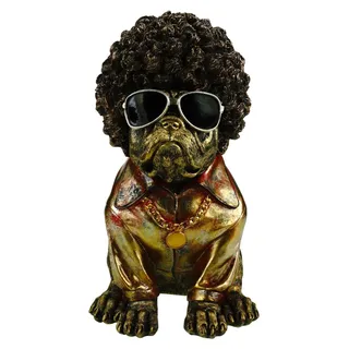 formano Bulldogge Figur Hund Bulldogge mit Afrofrisur, Sonnenbrille & Goldkette - Bunt