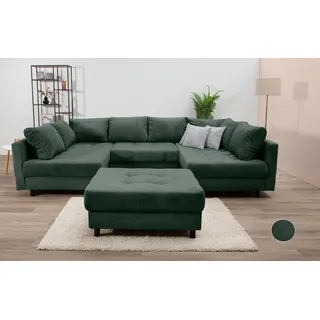 Collection AB »Toni U-Form, B: 298 cm« mit Hocker, 3 Zierkissen, Federkern,