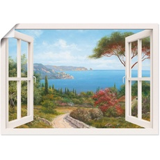 Bild Wandbild »Fensterblick - Haus am Meer I«, Fensterblick, (1 St.), weiß