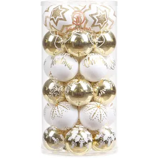 Sea Team 60 mm / 2,36 Zoll Set bunt bemalte und Funkelnde Ornamente und hängende Kugeln für Weihnachtsbaum – 30 Stück