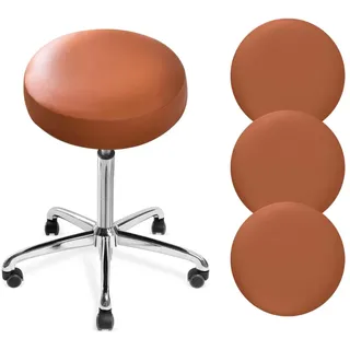 DONGKER Hocker Bezug Rund, 4 Stück PU-Leder Hockerbezug, Durchmesser 30-36cm, Dehnbar Knitterfrei Hocker Rundbezug für den bezug für Barhocker Rund
