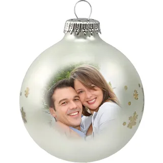 Contento Weihnachtskugel mit Foto, aus Glas, Christbaumkugel personalisiert mit Bild Weihnachtsdeko für Partner und Familie, (silberfarben, 1 STK.)