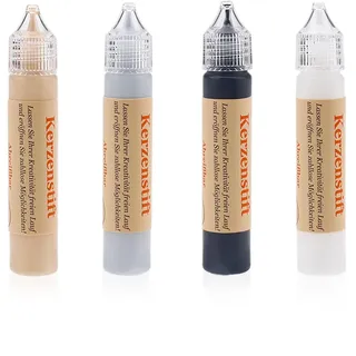 Ovaletta 4 Farben Kerzen Bemalen Set, Kerzenstifte, Wachsplatten für Kerzen, Candle Pen, Kerzenstifte zum Verzieren, Keramik Bemalen Set, je 25 ml, A