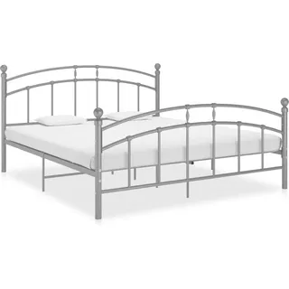 The Living Store Bettgestell Grau Metall 180x200 cm - Grau