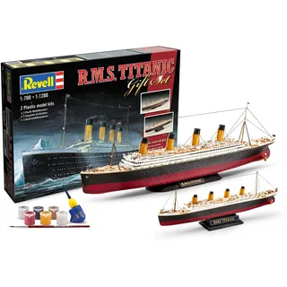 Revell Modellbausatz Schiff 1:700&1:1200 - Geschenkset R.M.S. Titanic im Maßstab 1:700&1:1200, Level 4, originalgetreue Nachbildung mit vielen Details, Kreuzfahrtschiff, 05727
