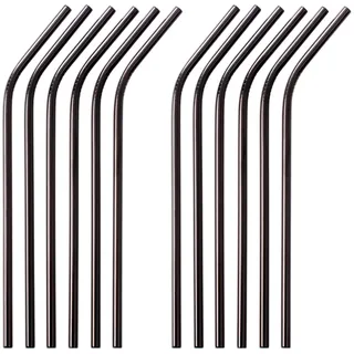 GRÄWE Strohhalme, gebogen, 12er Set, silberne Trinkhalme aus Edelstahl, spülmaschinengeeignet, wiederverwendbar Metall Strohhalm