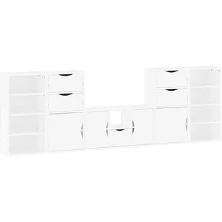 SYFAXTM 5-tlg. Wohnwand mit Stauraum ODDA Weiß Massivholz Kiefer - Weiß