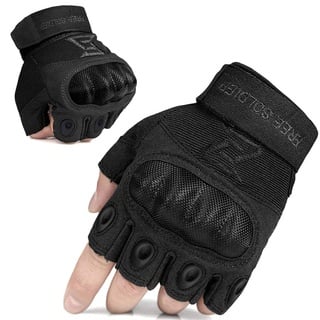 FREE SOLDIER Outdoor Handschuhe Herren Taktische Trainings Motorradhandschuhe Kletter Tactical Handschuhe Halbfinger Handschuhe Gilt für Radfahren Airsoft Militär Paintball (S,Schwarz)