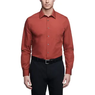 Van Heusen Herren Regular Fit Popeline Solid Klassisches Hemd, Kaki-Orange, 37 cm Hals 81 cm-84 cm Ärmel