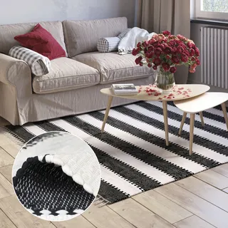 Myflair Karim Handwebteppich 60 x 110 cm Schwarz/Weiß