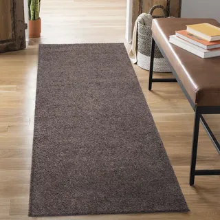 Carpet City Hochflor-Läufer »City Shaggy«, rechteckig, 30 mm Höhe, Teppich Einfarbig Uni, besonders flauschig-weich Carpet City braun B: 80 cm   1 St.