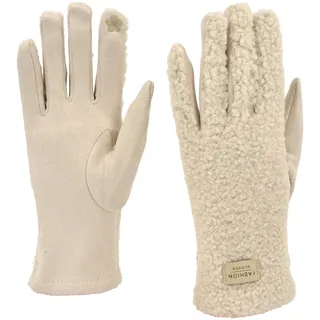 styleBREAKER Fleecehandschuhe "Touchscreen Handschuhe mit Teddyplüsch" 1 Stk., creme, weiß