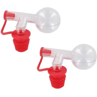 Fackelmann 9910750 2er Set Alkoholdosierer, Alkoholdosierball, Messbecher für Flasche, Dosierdeckel 2,5 cl, Ausgießer, Kunststoff, Rot, 9 x 7 cm