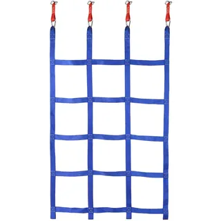 ALPIDEX Ninja Line Kinder Slackline Hindernisse Set Turnringe Seilknoten Schaukel Kletterleiter Zubehör Erweiterbar Warrior Parcours 7 Jahre Garantie auf Material*, Stil:Kletternetz