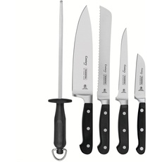Bild CENTURY Messer, bestückte Messertasche mit vier Messern, Wetzstahl - Rostfreier Edelstahl, Klingen aus einem Stück geschmiedet, Sub-Zero Schwarz