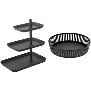 YAMAZAKI Serving stand 3 tiered - Tower - Black & ket wide - Tower - black