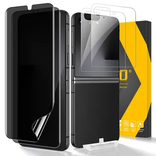 JEHOO für Samsung Galaxy Z Flip 7 Sichtschutz Schutzfolie, [2+2 Stück] Innere TPU Sichtschutz + Front Panzer Schutz Glas, mit Upgrade Alignment Tool, Einfache Installation, Reißfest