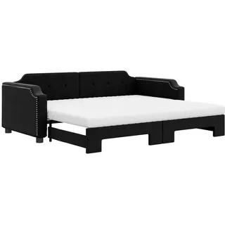 vidaXL Tagesbett Ausziehbar mit Matratzen Schwarz 90x200 cm Stoff - Schwarz