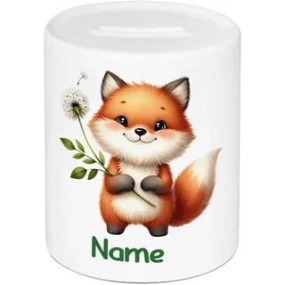 GRAZDesign Spardose Kinder mit Namen personalisiert Fuchs Motiv für Junge und Mädchen, Geldgeschenk