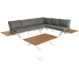 Mendler HWC-M62 Loungeset Holzoptik weiß/hellgrau