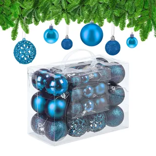 Relaxdays Christbaumschmuck, Weihnachtskugeln-Set (50 -teilig)