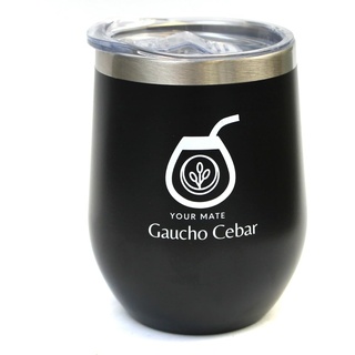 Gaucho Cebar Termolid Cups To Go 350 ml - isolierte Getränkebecher - Edelstahl-Getränkebecher ideal für Reisen, Outdoor, Tee, Wein, Bier, Yerba Mate und mehr (schwarz) | Stahl becher tee tasse