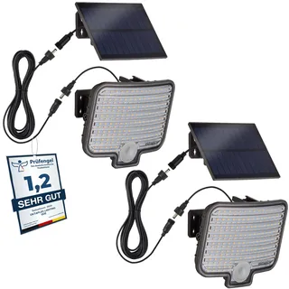 Oktaplex 2er Set Ede LED Solar Außenstrahler mit Bewegungsmelder IP44 warmweiß 3000K Solar Wandleuchte außen anthrazit