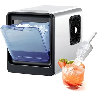 Vevor Tisch-Eiswürfelmaschine 15 kg pro Tag, Selbstreinigender & Tragbarer Eiswürfelbereiter mit Schaufel & Eiswürfelschublade, Eiswürfelmaschine für Kaueis für Zuhause Küche Büro Bar Partys