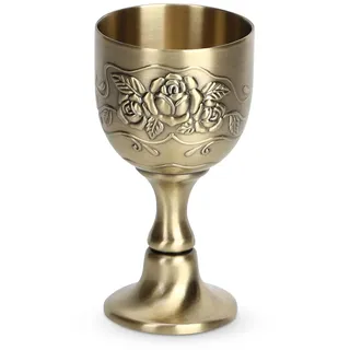 Mittelalterlicher Kelch, Vintage Weinglas, Der Goldene Schöner Weinbecher, Handgemachte Geprägte Blume Kelch Schnaps Becher, Kupfer Tasse