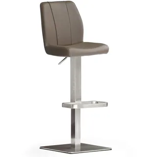 Robas Lund Barhocker Leder Cappuccino mit Lehne Barstuhl drehbar 180 Grad, Hocker höhenverstellbar, NA.OMI, 51 x 42 x 112 cm