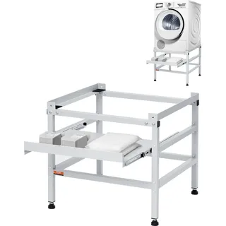 Vevor Waschmaschinen-Untergestell, 640x635x615mm Podest für Waschmaschine, 136kg Tragkraft, Waschmaschinen- & Trocknersockel mit Ablage, 4 verstellbare Füße zum Anheben von Waschmaschinen, Karbonstahl