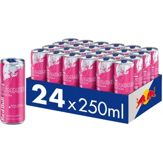 Red Bull Energy Drink Summer Edition White Peach - 24er Palette Dosen - Getränke mit White Peach Geschmack, EINWEG (24 x 250 ml)