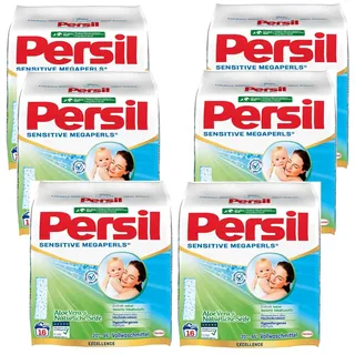 6x 16 WL = 96 WL Persil Sensitive Megaperls Waschmittel Tiefenrein Aloe Vera