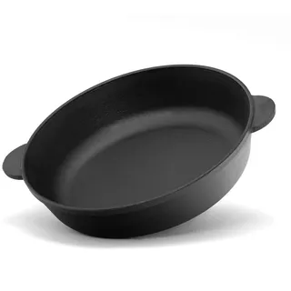 4BIG.fun Gusseisenpfanne 26 cm Bräter Cocotte Schmortopf aus Gusseisen zwei Griffe Servierpfanne Induktion Bratpfanne, Schmorpfanne für Gasgrill, Backofen, Feuerstelle, alle Herdarten