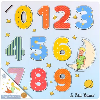 PLANÈTE Bois - Pack mit 12 Zahlenpuzzles - Lernspiel - Der kleine Prinz - 865005PA - 11 Teile - Mehrfarbig - Holz - Kinderspiel - Kinderpuzzle - 30 cm x 30 cm - Ab 2 Jahren.