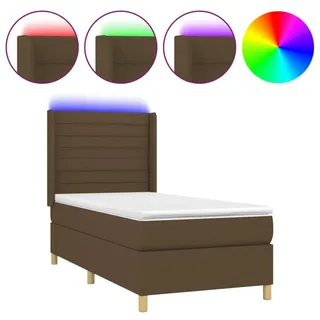 vidaXL Boxspringbett mit Matratze & LED Dunkelbraun 90x200 cm Stoff - Braun