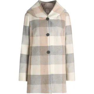 Kurzjacke AMBER & JUNE "Kurzmantel mit Kapuze", Damen, Gr. 40, beige (cream, silber), Obermaterial: 50% Polyacryl PAN. 25% Polyester PES. 20% Wolle WO. 5% diverse Faserarten dF., Jacken Kurzjacke