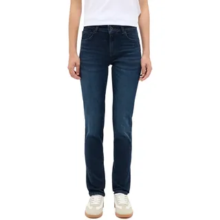 Slim-fit-Jeans MUSTANG "Damen Style Shelby Slim", Damen, Gr. 33, Länge 32, blau (882 dunkelblau), Denim/Jeans, 93% Baumwolle, 5% Elastomultiester, 2% Elasthan, unifarben, slim fit, Jeans Slim-fit-Jeans