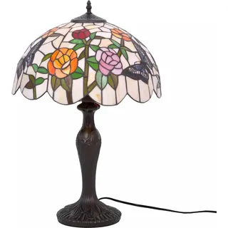 Große Tiffany-Tischlampe aus Buntglas mit Blumen ROSE K-G16835 Kaja - Bunt