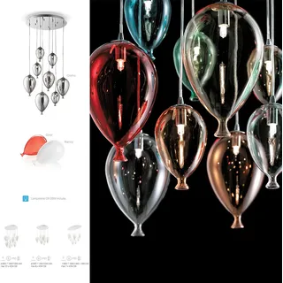 Luft Ballon Hänge Leuchte Ø500mm | Design | Bunt | Glas | Pendel Lampe Hängelampe Hängeleuchte Pendellampe Pendelleuchte - Bunt