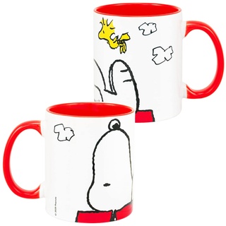 The Peanuts Tasse Snoopy – Mach mal Pause Kaffeetasse Becher Kaffeebecher Weiß aus Keramik 320 ml