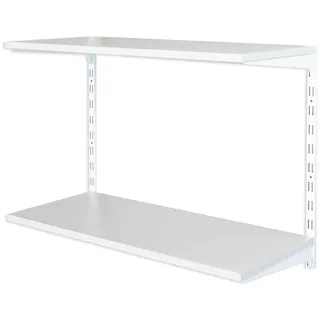 Biedrax Wandregal - Grundregal 40 x 80 x 50 cm, Farbe weiss - 2 Fachboden grau