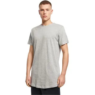 Build Your Brand Herren Shaped Long Tee – Langes T Shirt aus Baumwolle mit abgerundetem Saum im Streetwear Style für Alltag Freizeit und Casual Outfits,Heather Grey,M