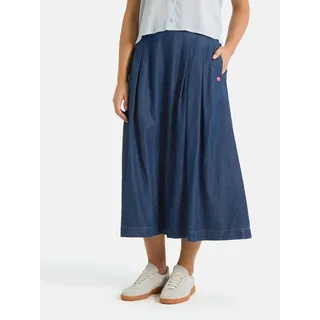 Midirock LIEBLINGSSTÜCK "PrittL", Damen, Gr. 40, schwarz denim, Denim/Jeans, Obermaterial: 50% Baumwolle, 40% Lyocell, 10% Modal, clean, unifarben, ca. Mitte Wade, Röcke Midirock, mit Faltenwurf