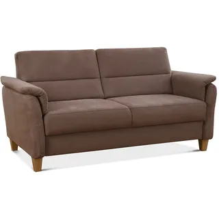 CAVADORE 3er-Sofa Palera mit Federkern / Kompakte Dreisitzer-Couch im Landhaus-Stil / passender Sessel und Hocker optional / 179 x 89 x 89 / Mikrofaser, Hellbraun