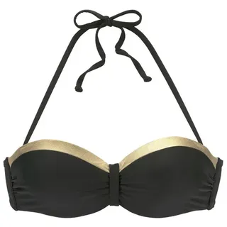 LASCANA Bügel-Bandeau-Bikini-Top Damen schwarz-goldfarben Gr.34 Cup C