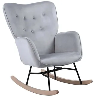 BAKAJI Schaukelstuhl Relax Casa Bezug aus Stoff, gepolsterte Füße aus Metall, Basis aus Holz, Größe 90 x 70 x 95 cm, modernes skandinavisches Design (grau)