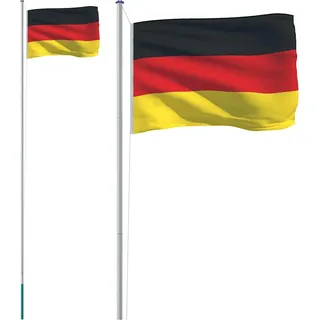 vidaXL Flagge Deutschlands mit Mast 6,08 m Aluminium - Silber