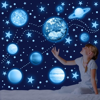 Leuchtsterne Selbstklebend Wandtattoo Kinderzimmer Wandsticker,Leuchtende Sternenhimmel Wandaufkleber im Dunkeln Sternenhimmel Aufkleber,Leuchtende Planet für Kinderzimmer Wandtattoo Junge Mädchen